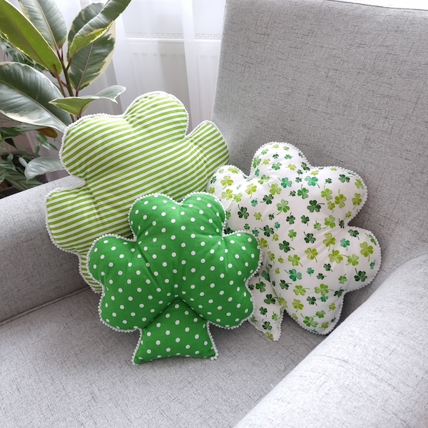 Coussin trèfle Saint-Patrick Coussin trèfle vert Décoration de ferme Coussin irlandais