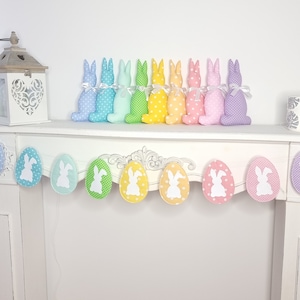 Easter Bunny Fabric Garland Easter Egg Banner Farmhouse Decor, bunny rabbit garland spring garland