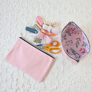 Pink Sewing Supplies Pouch – Waterproof Cotton Canvas Organizer