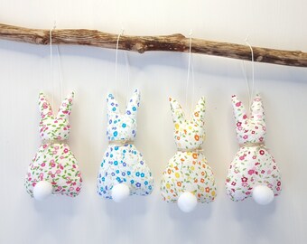 Fabric Easter Bunny Ornament: Floral Hanging Decor