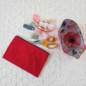 Red Sewing Supplies Pouch – Waterproof Cotton Canvas Organizer