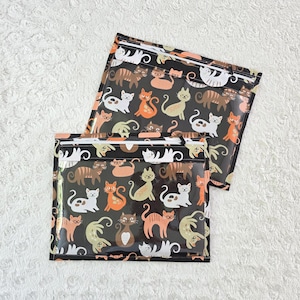 Project Bag Vinyl Cross Stitch Black Cat embroidery bag, clear bag