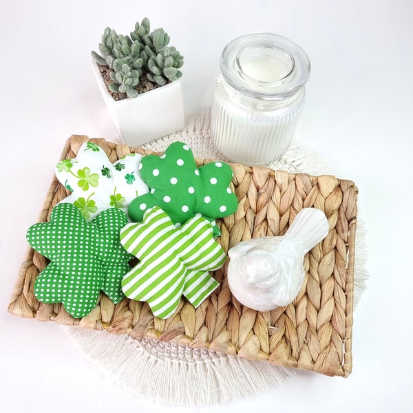 St. Patrick's Day Decor Green Shamrock Tiered Tray Set 3 Leaf Clover Irish Decor