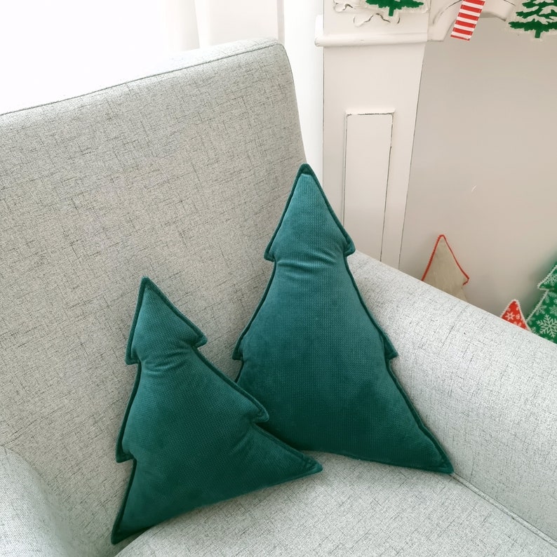 Christmas Tree Pillow Velvet Pillow Christmas Decoration Throw Pillow, Christmas Tree Shape Sofa Cushion, Decorative Pillow, image 7