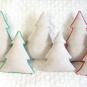 Christmas tree pillow natural linen  Decorative Pillow, Xmas Decor Christmas Tree Shaped Cushion, Christmas Decoration, Throw Pillow,