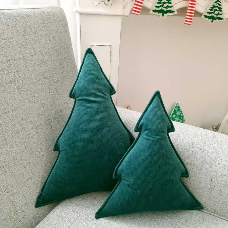 Christmas Tree Pillow Velvet Pillow Christmas Decoration Throw Pillow, Christmas Tree Shape Sofa Cushion, Decorative Pillow, image 2