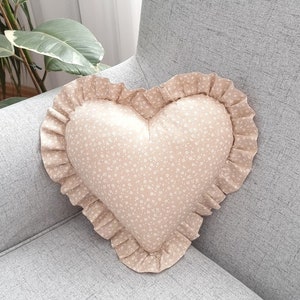 Beige Heart Cushion Love Pillow Decorator Pillows Boho Pillow Grandma Pillow