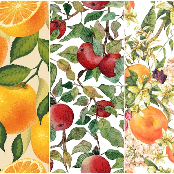 Heko Panels Fabric Panel Waterproof with 3 Patterns Canvas Fabric Polyester Fabric for Sewing 121.5 x 153 cm Theme: Fruit