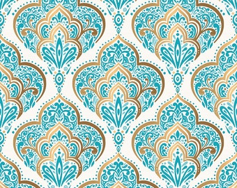 Water-repellent upholstery fabric by the meter - Printed, outdoor fabric - 100% Polyester - Oeko-Tex I Motif: Oriental blue pattern