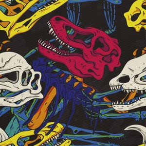Upholstery fabric by the metre Water-repellent printed, OXFORD, outdoor fabric - 100% polyester - Oeko-Tex I Motif: coloured skeletons
