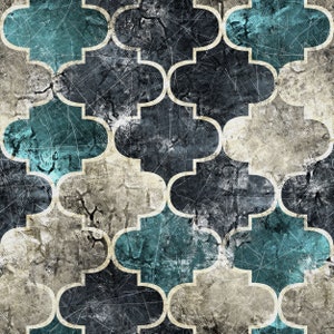 Tessuto tappezzeria al metro Stampa idrorepellente, OXFORD, tessuto per esterni - 100% poliestere - Oeko-Tex I Motivo: mosaico marocchino