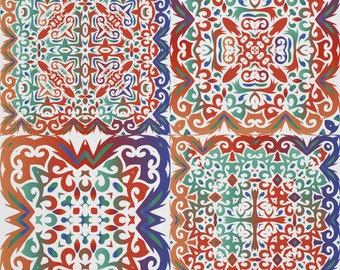 Upholstery fabric by the meter, water-repellent, printed, OXFORD, outdoor fabric - 100% Polyester - Oeko-Tex | Motif: Mexican Talavera 3