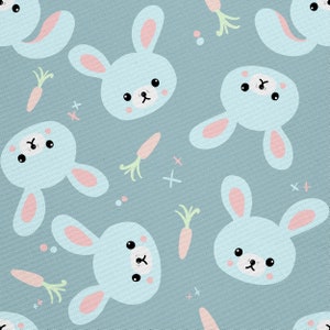 Upholstery fabric by the meter, water-repellent, printed, OXFORD, outdoor fabric - 100% Polyester - Oeko-Tex | Motif: Rabbit and carrot