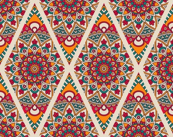 Water-repellent upholstery fabric by the meter - Printed, outdoor fabric - 100% Polyester - Oeko-Tex I Motif: oriental diamond pattern