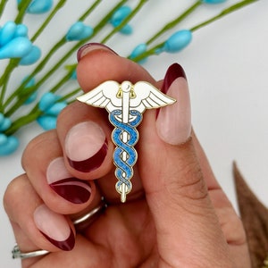 Caduceus Enamel Pin: Staff of Hermes, Medical Symbol