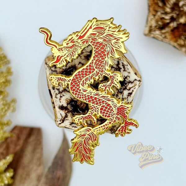 Mystical Red Dragon Enamel Pin