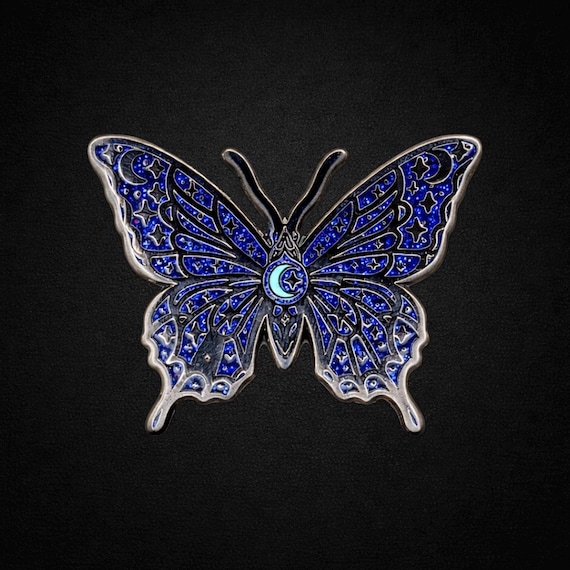 Celestial Butterfly Enamel Pin – Glow in Dark Wings, Galaxy Butterfly Pin, Cosmic Jewelry, Witchy Gift