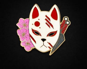 Kitsune Mask Enamel Pin | Japanese Fox Spirit Inspired Fashion