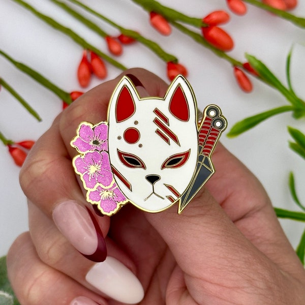 Kitsune Mask Enamel Pin | Japanese Fox Spirit Inspired Fashion