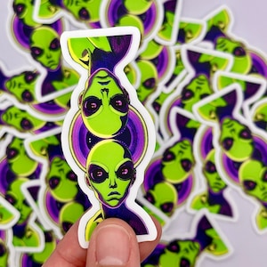 Martian Alien Twins Sticker | Double the Extraterrestrial Fun