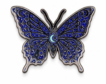 Celestial Butterfly Enamel Pin – Glow in Dark Wings, Galaxy Butterfly Pin, Cosmic Jewelry, Witchy Gift