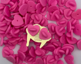 Heart-Shaped Rubber Pin Backs: Lapel Pin Findings