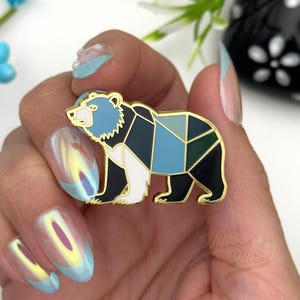 Geometric Bear Enamel Pin - VibeePins Exclusive
