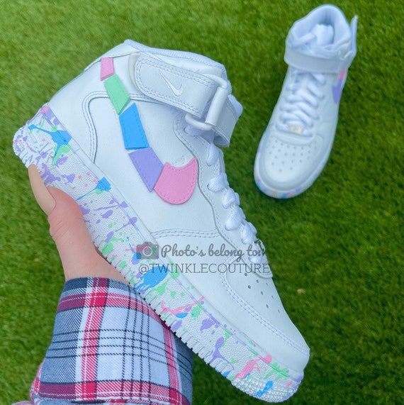 Pastel Crooked swoosh en splash zool aangepaste Nike Air Force - Etsy  Nederland