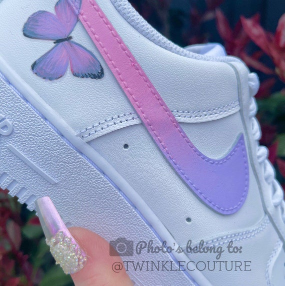 Butterfly Design With Ombré Swoosh Custom Nike Force - Etsy Finland