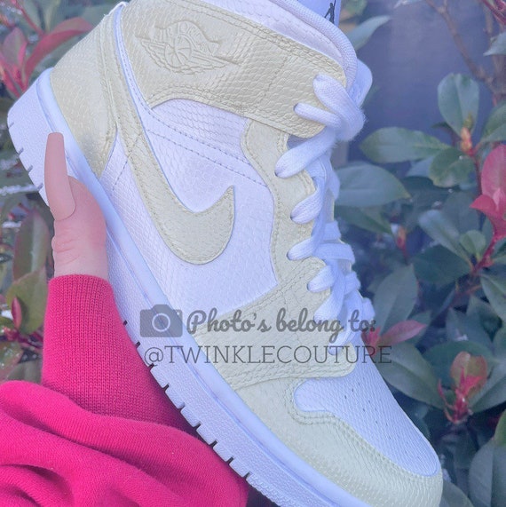 Womens Snakeskin Cream Custom Jordan 1 