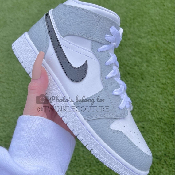 custom jordan mid smoke grey