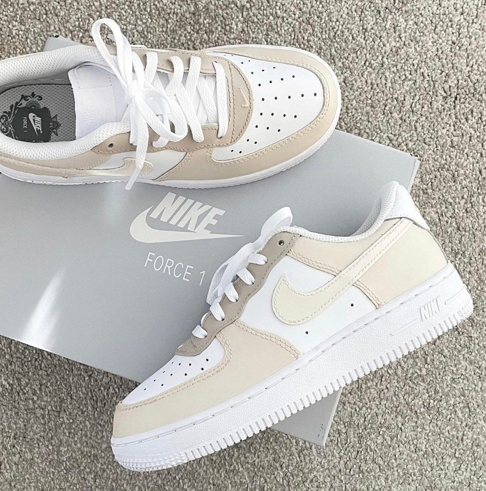 Light Beiges and Cream Custom Nike Air Force 1 Sneakers Af1 - Etsy UK