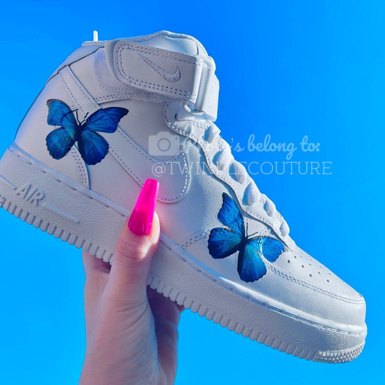 Buy Custom Air Force 1 Butterfly Blue Black Drip Butterfly Af1 Online in  India 