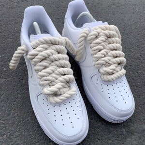 Custom Air Force 1 matte White Rope Laces // Overlay Laced Custom Shoes 