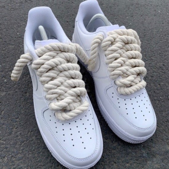 Custom Beige Rope Laces for Air Force 1 Low, Nike, Women