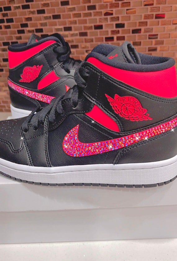 Limited Edition Jordan 1 Mid High Top Sneakers With Swarovski 