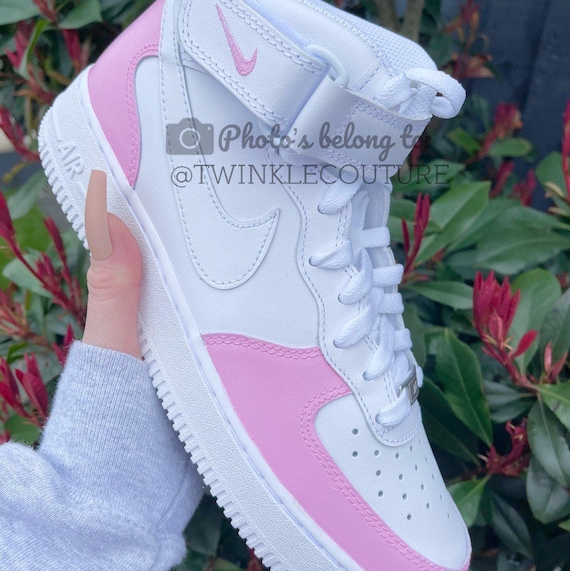 Buy Pink Custom Nike Air Force 1 Mid High Top Sneakers Online in India 
