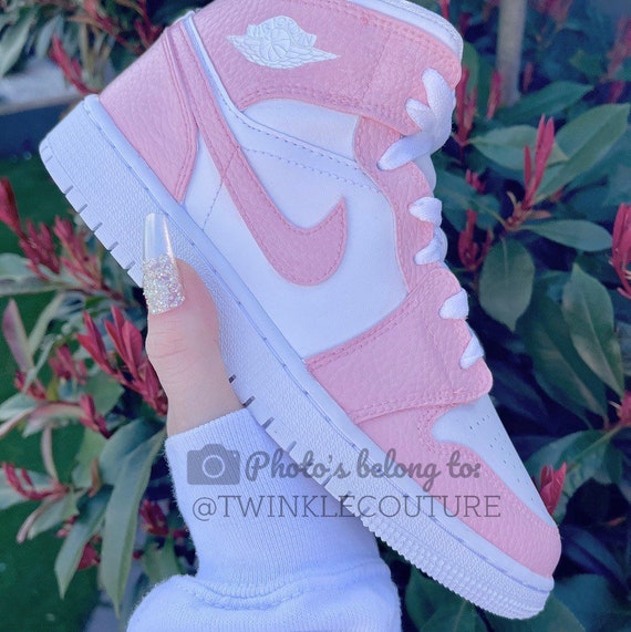 Light Coral Pink Custom Nike Air Jordan 1 Mid High Top - Etsy Canada