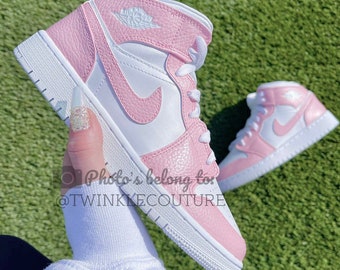 Licht koraal roze custom nike air jordan 1 mid High top - Etsy Nederland