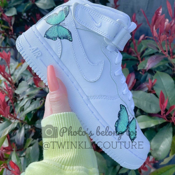 perspectiva contar doble Mariposa verde menta nike personalizada Nike Air Force 1 mid - Etsy España