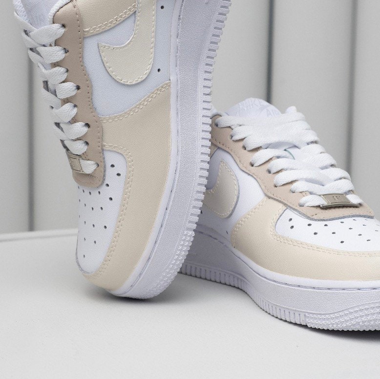 Nike Air Force 1 Custom Sneakers Low Two Tone Army Military Green White  Shoes