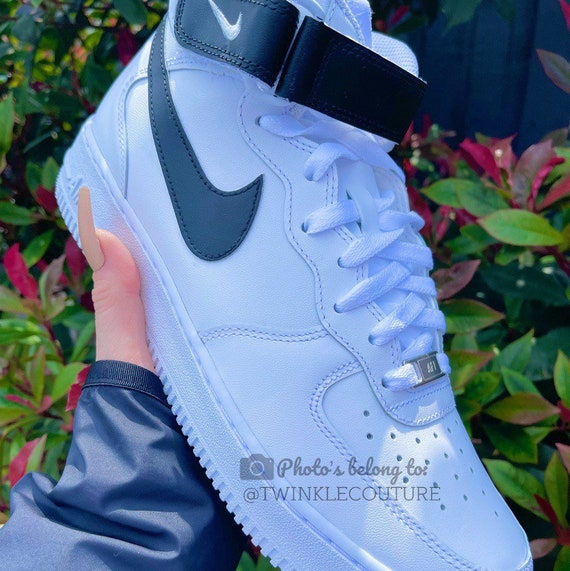 Swoosh and Strap Custom Nike Air Force 1 Mid High Top - Etsy