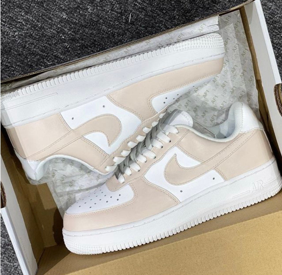 Natuurlijke beige custom Nike Air Force 1 sneakers Af1 - Etsy België