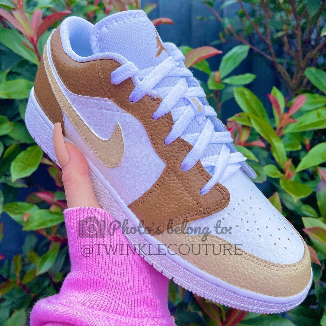 Caramel and Cream Beige Custom Jordan 1 Low Top Sneakers Etsy