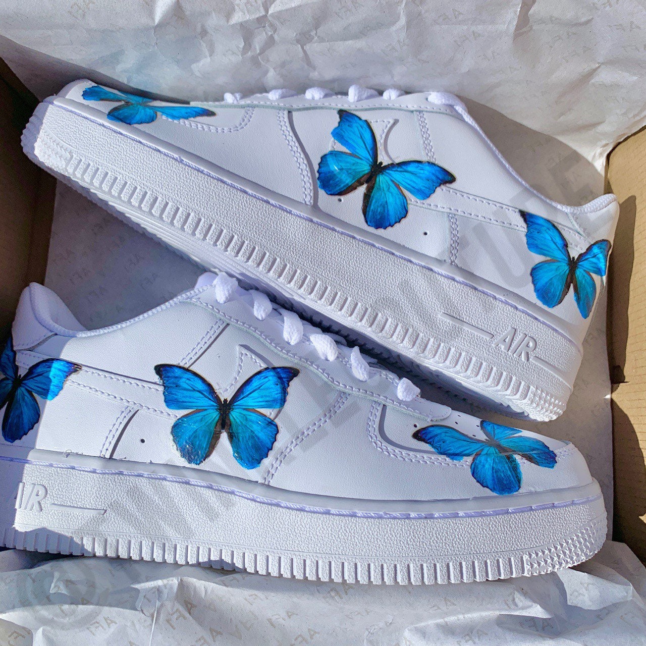 Blue Butterfly Custom Nike Air Force 1 Sneakers | Etsy