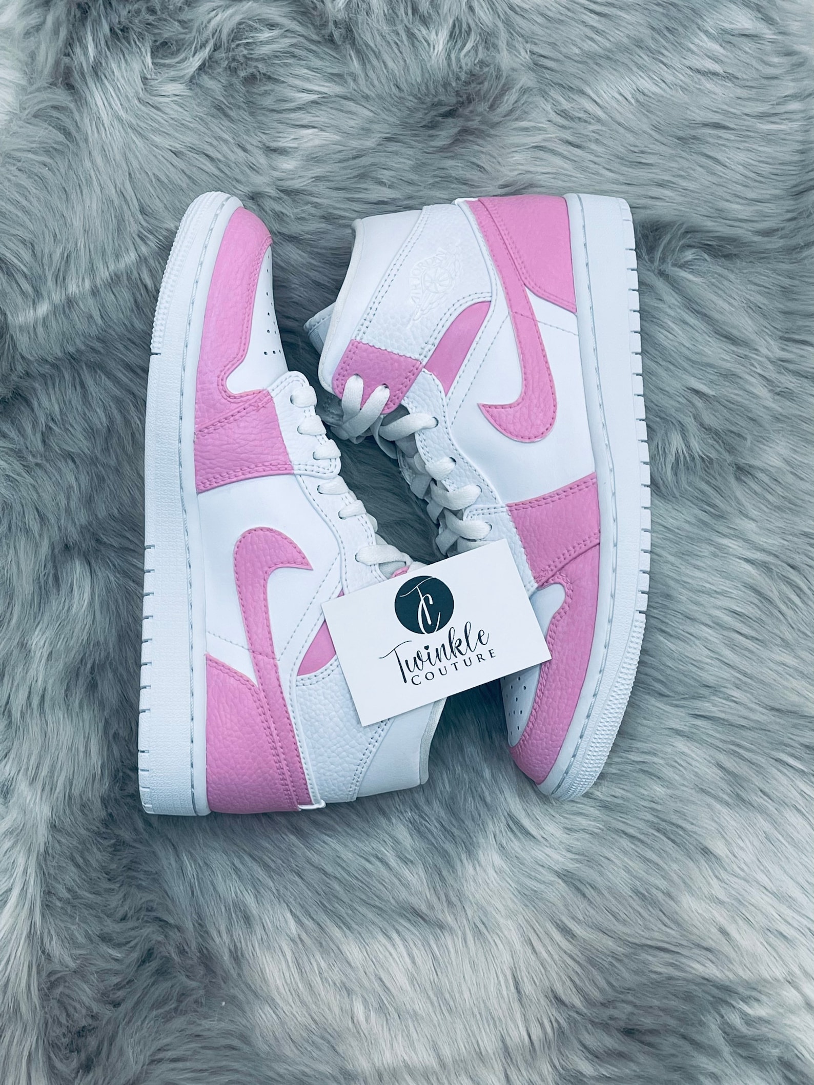 Barbie Pink Custom Jordan 1 Mid High Top Sneakers Etsy
