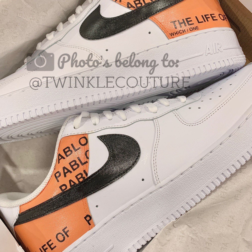 Buy Black and Orange the Life of Pablo Custom Nike Air Force 1
