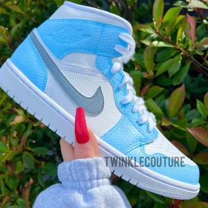 Baby blue shop and red jordans
