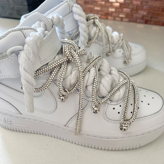 Buy Custom Nike Air Force 1 Mid With Thick Rope Laces 21 Colours and  Crystal Out Laces Added Online in India - Etsy