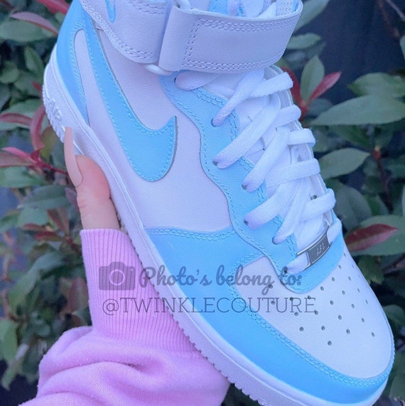 Baby Blue Custom Air Force 1 Low/Mid/High Sneakers